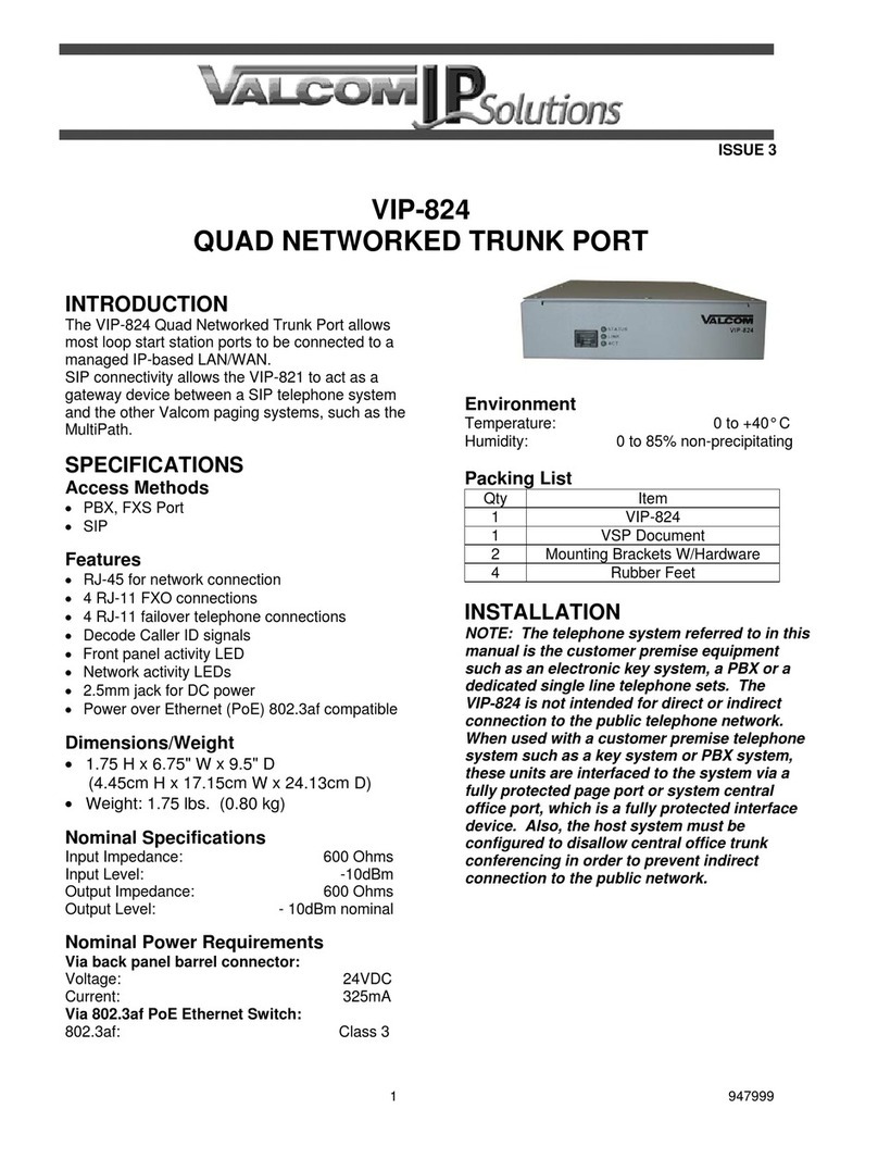 Valcom IP Solutions VIP-824 user guide