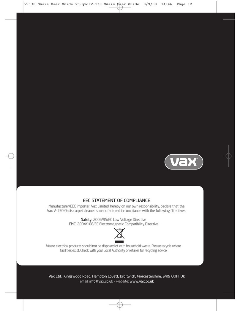 Vax Oasis V-130 User manual Vax Oasis V-130 User manual
