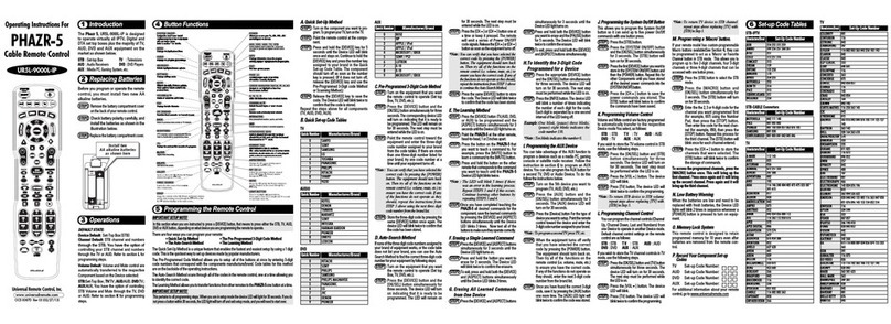 Universal Remote Control PHAZR-5 UR5L-9000L-IP operating instructions