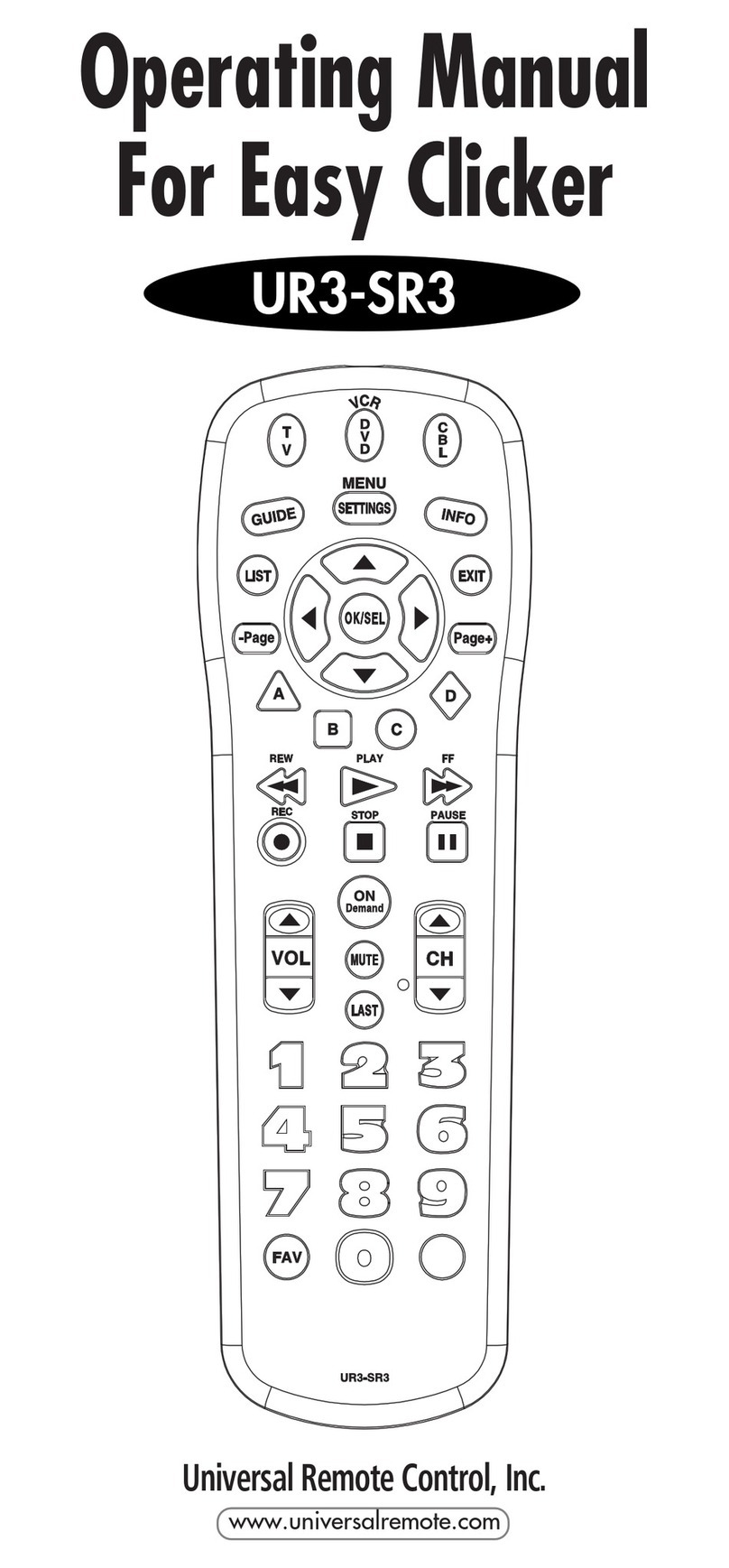 Universal Remote Control Easy Clicker UR3-SR3 User manual