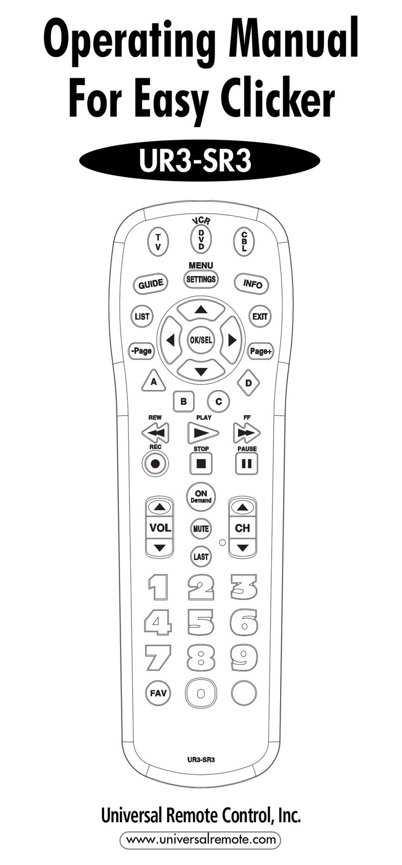 Universal Remote Control Easy Clicker UR3-SR3 User manual
