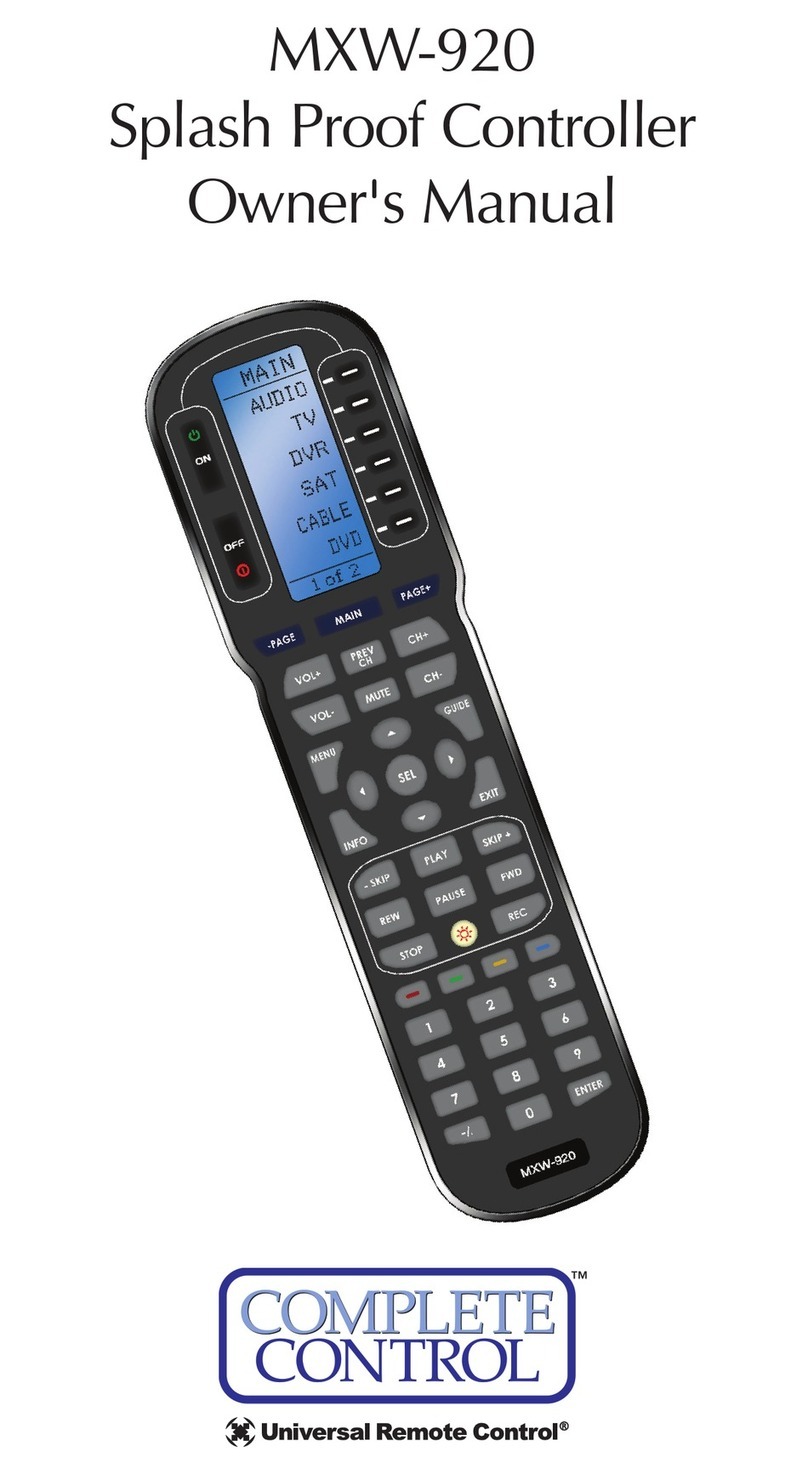 Universal Remote Control COMPLETE CONTROL MXW-920 owner's manual