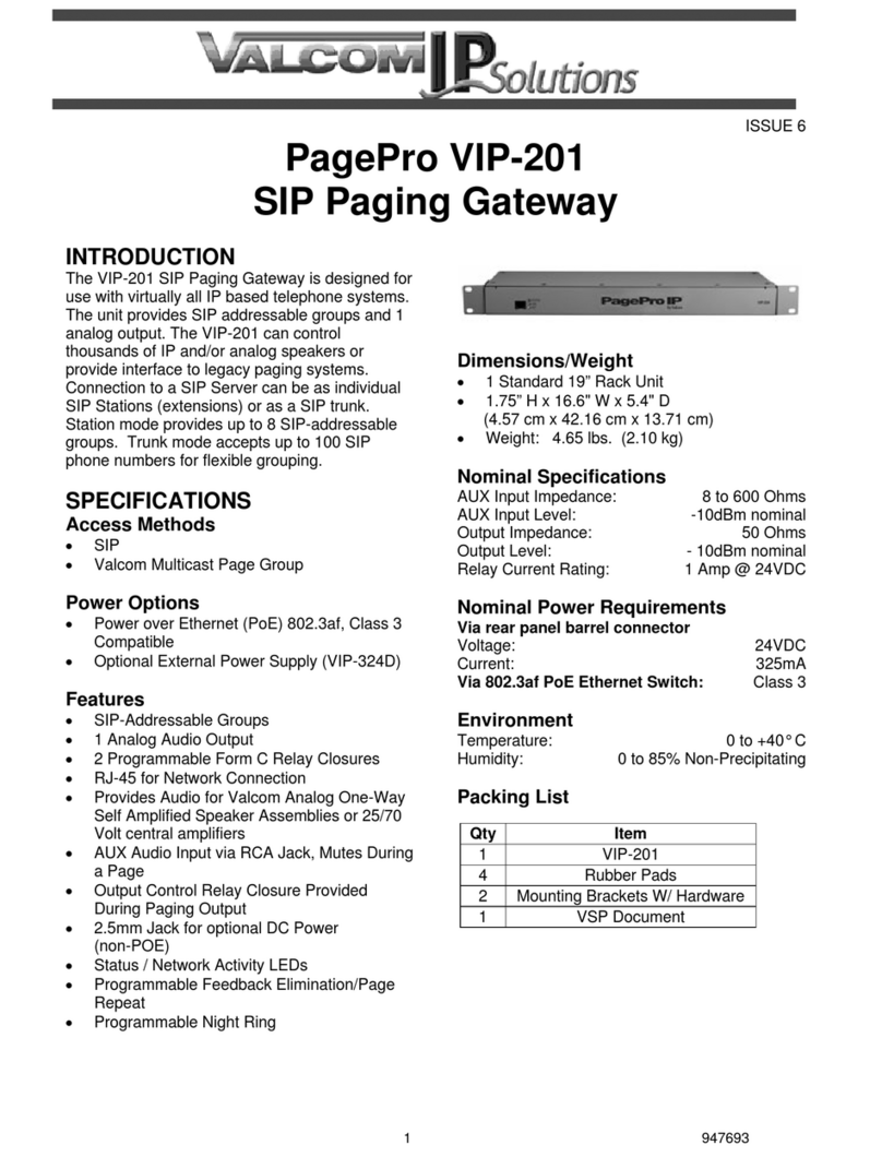 Valcom PagePro VIP-201 user guide