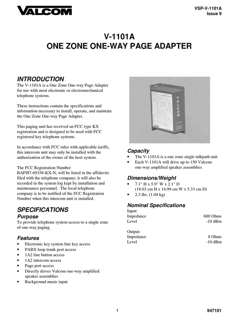Valcom V-1101A User manual Valcom V-1101A User manual