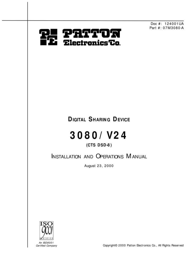 Patton electronics 3080/V24 Installation and operation manual Patton electronics 3080/V24 Installation and operation manual
