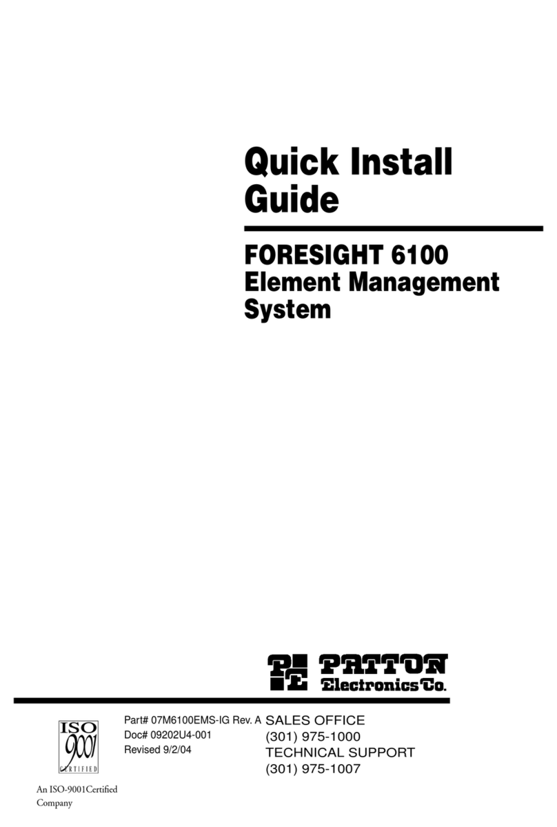 Patton electronics FORESIGHT 6100 Quick install guide