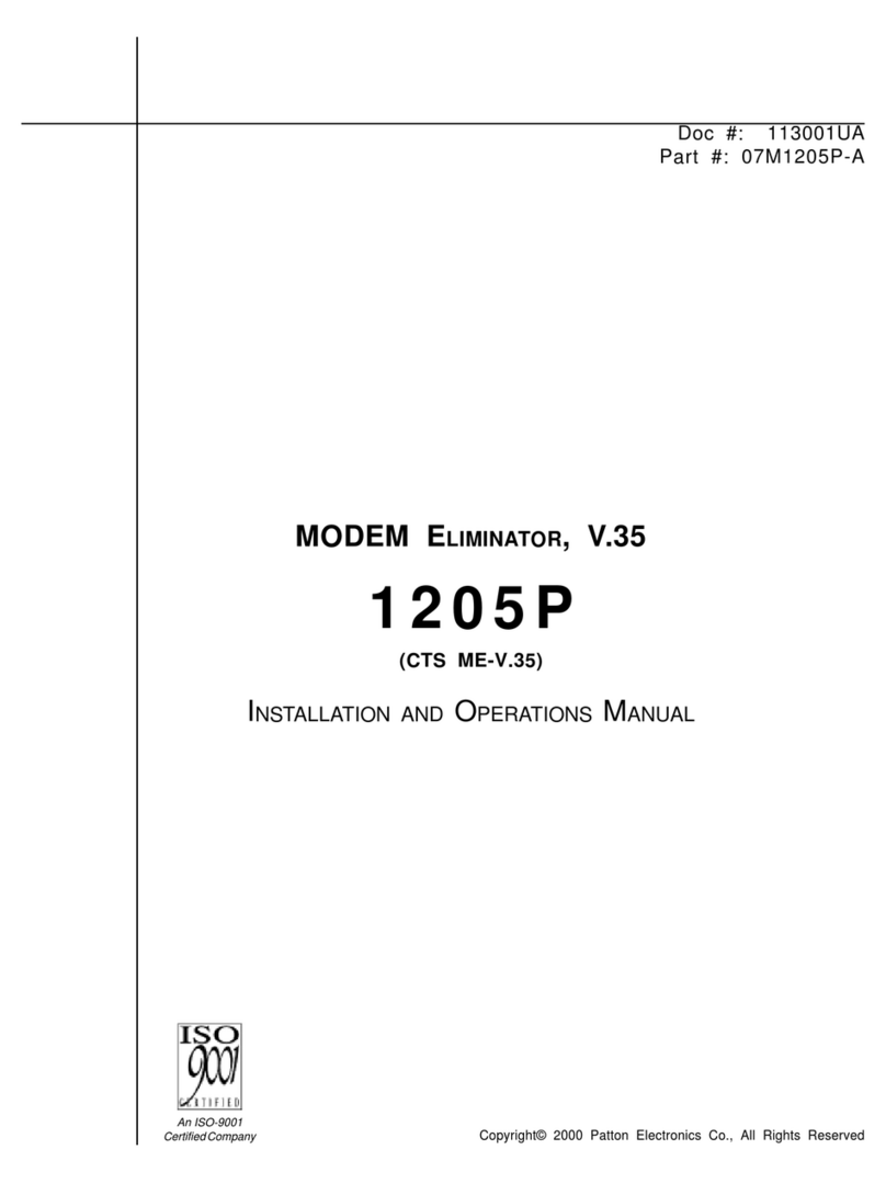 Patton electronics 1205P Installation and operation manual Patton electronics 1205P Installation and operation manual