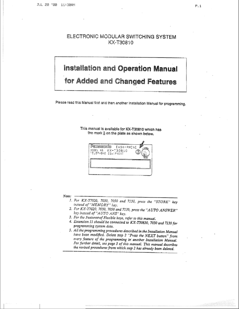 Panasonic EASA-PHONE KX-T30810 User manual