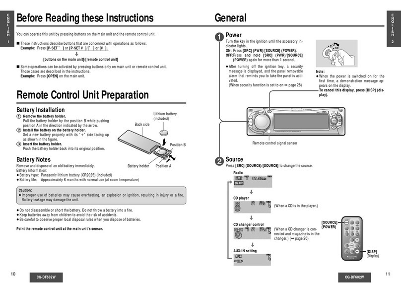 Panasonic CQ-DF602W operating instructions