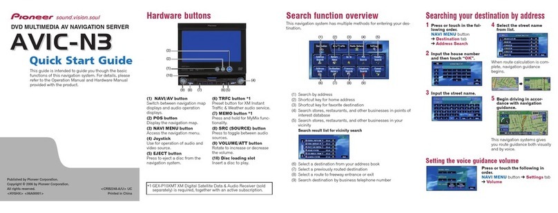 Pioneer AVIC-N3 quick start guide