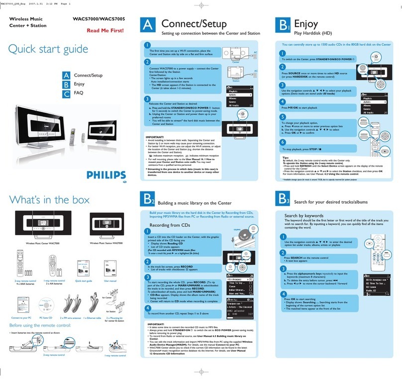 Philips Streamium WACS7000 quick start guide