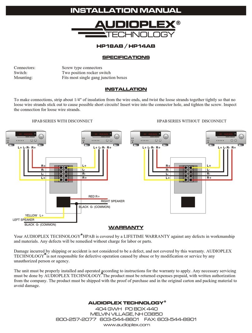 Audioplex HP18AB installation manual