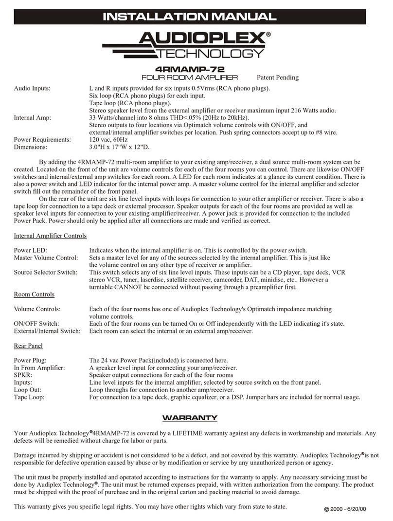 Audioplex 4RMAMP-72 User manual