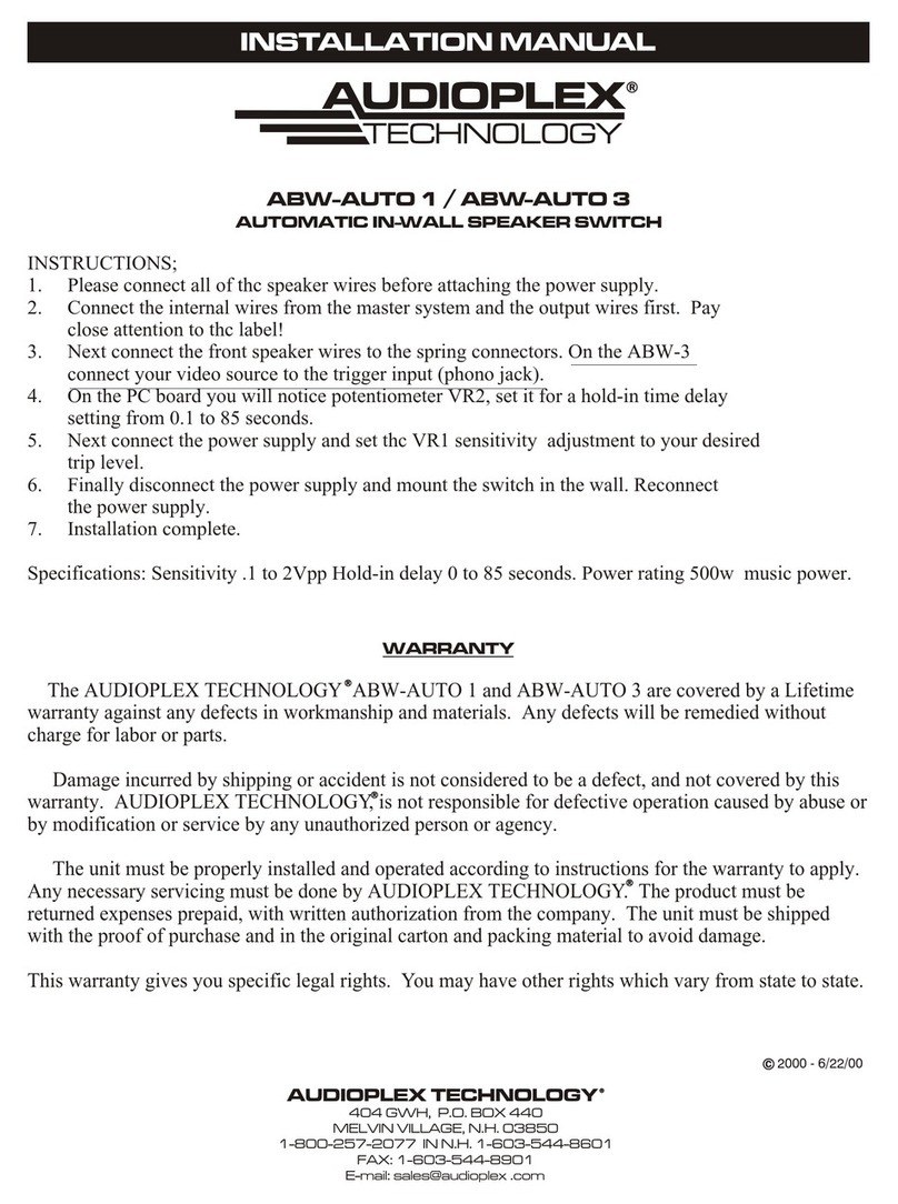 Audioplex ABW-AUTO 1 User manual