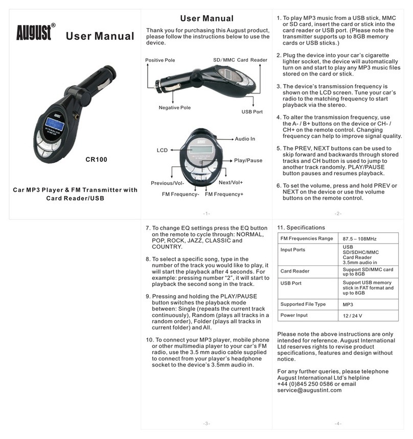August CR100 User manual