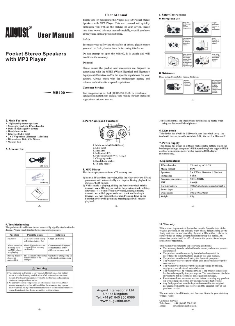August MB100 user manual