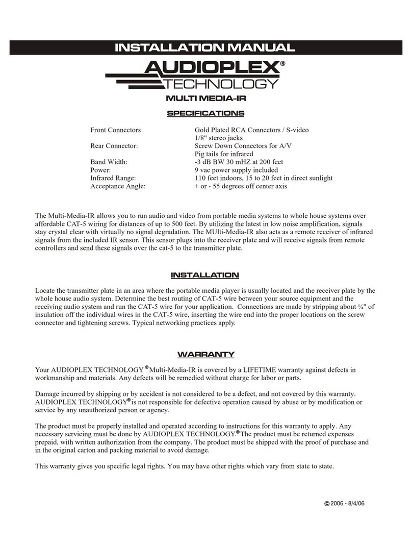 Audioplex MULTI MEDIA-IR installation manual