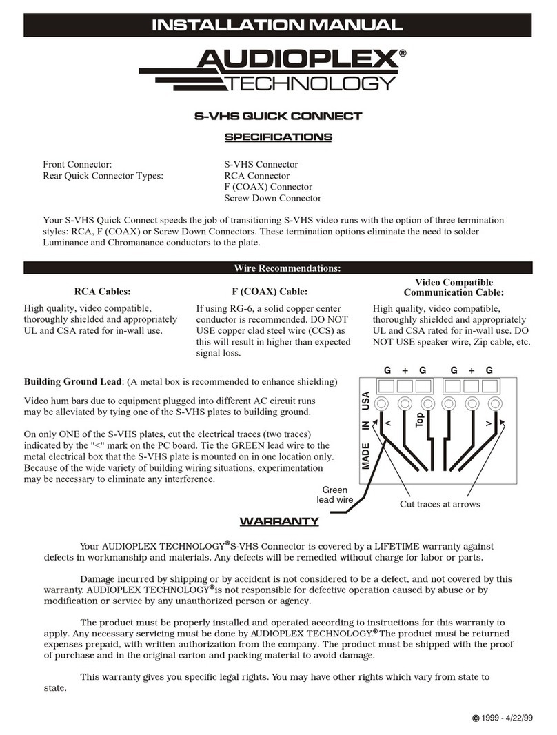 Audioplex S-VHS QUICK CONNECT installation manual
