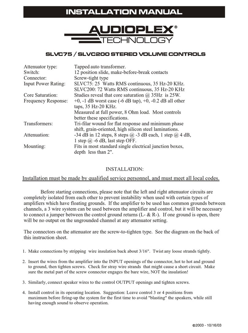 Audioplex SLVC75 installation manual
