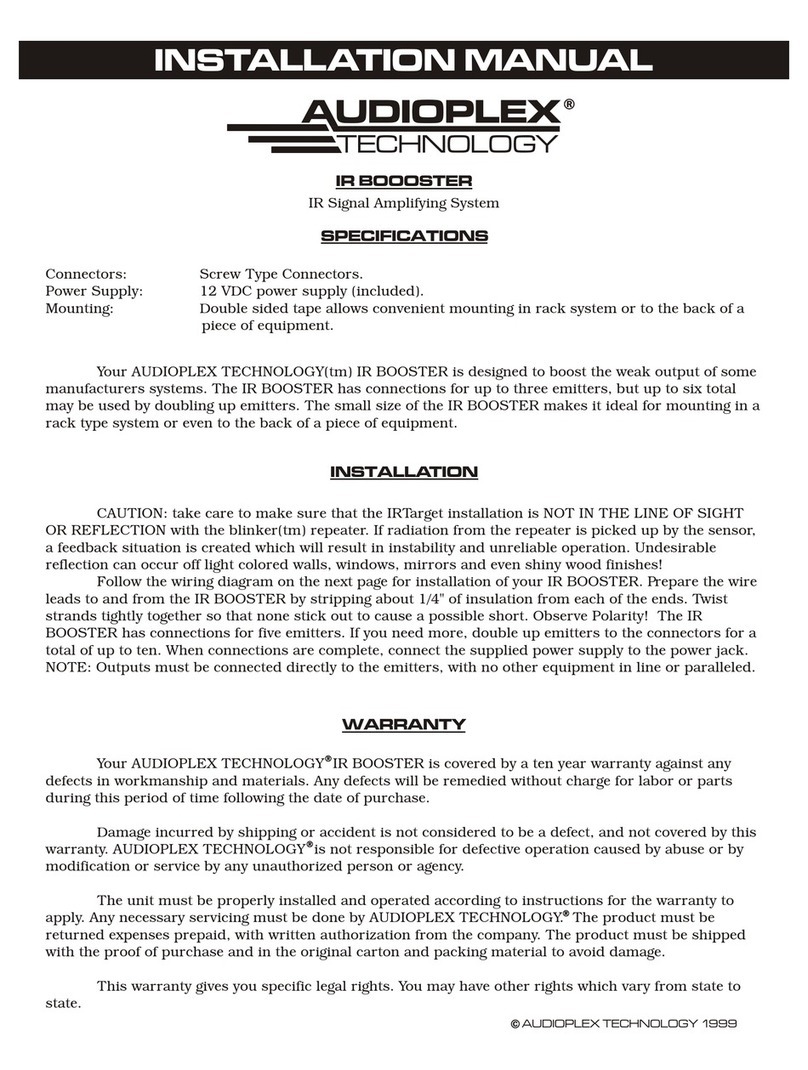 Audioplex IR BOOOSTER User manual
