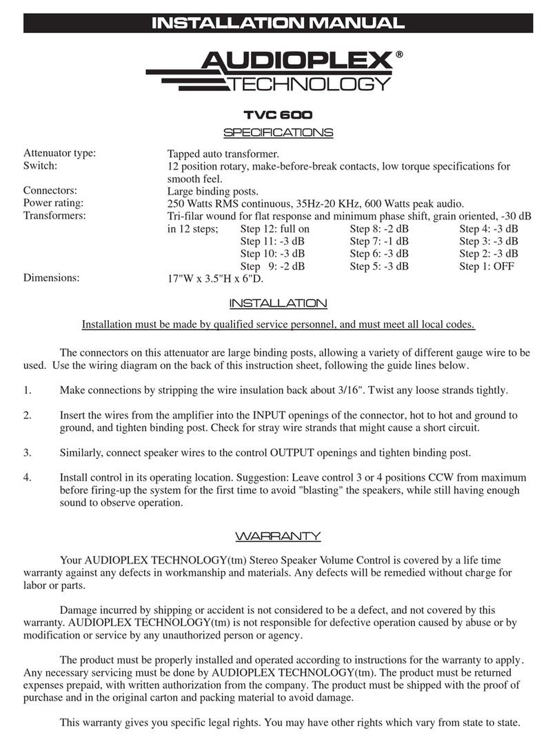 Audioplex TVC 600 User manual Audioplex TVC 600 User manual