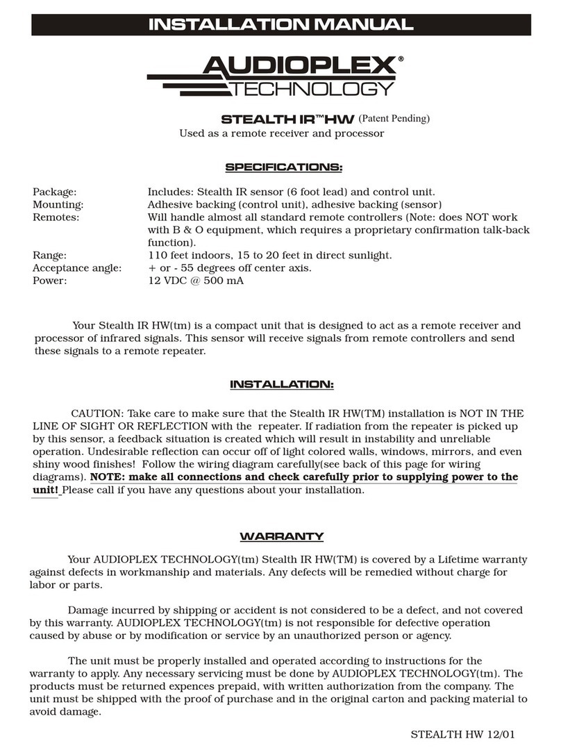 Audioplex STEALTH IR HW User manual