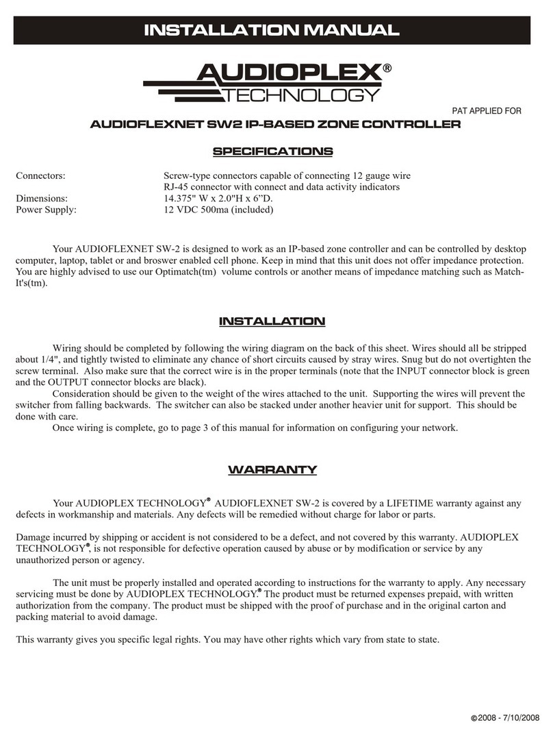 Audioplex AUDIOFLEXNET SW2 installation manual