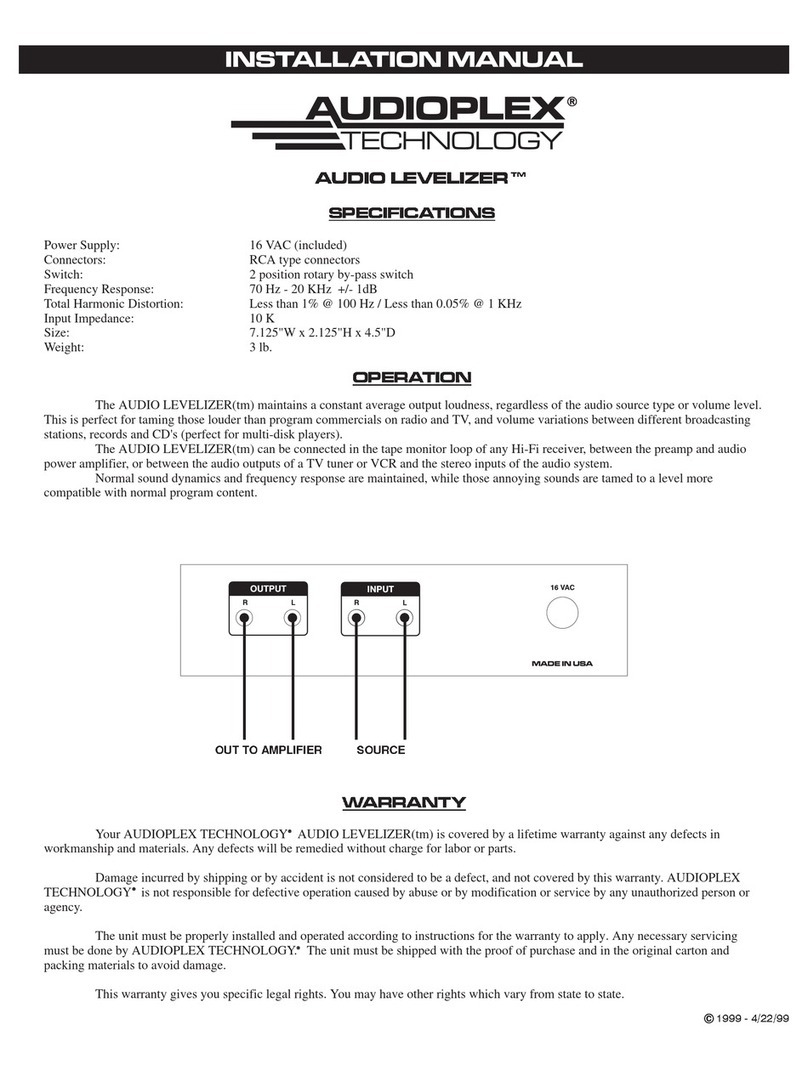 Audioplex AUDIO LEVELIZER installation manual