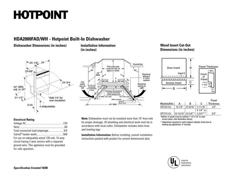 Hotpoint HDA2000FAD Installation information