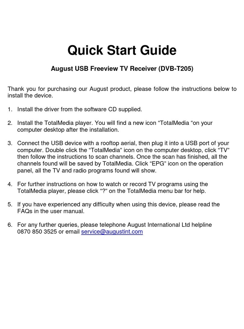 August DVB-T205 quick start guide