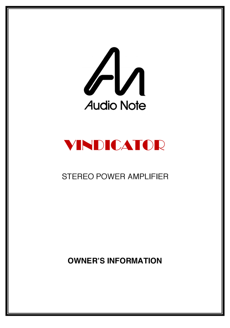 Audio Note VINDICATOR Owner's Information
