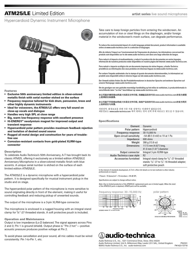 Audio Technica artist series ATM25/LE User manual