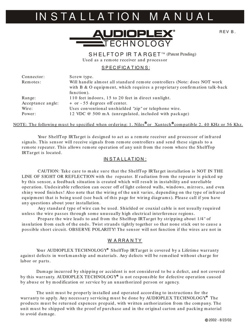 Audioplex SHELFTOP IR TARGET installation manual