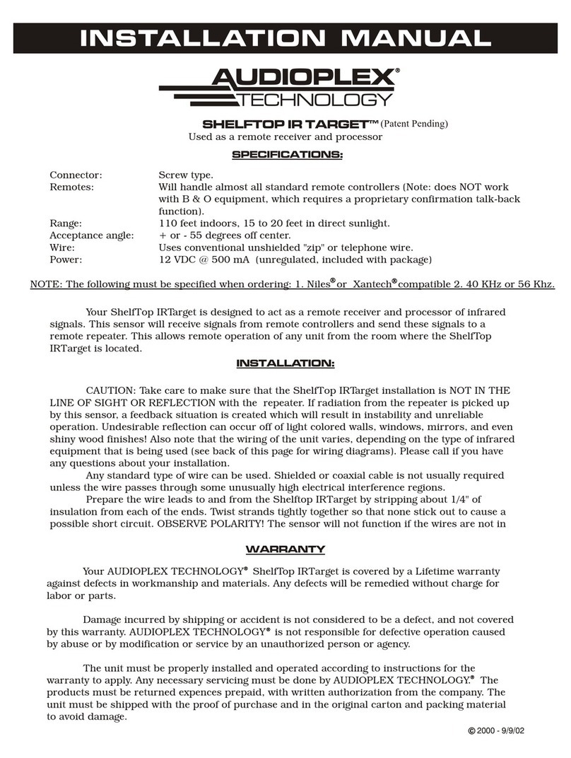 Audioplex SHELFTOP IR TARGET User manual