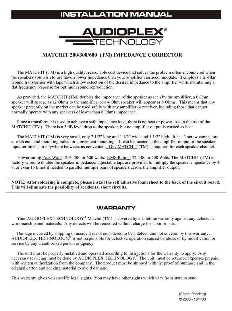 Audioplex MATCHIT SERIES User manual