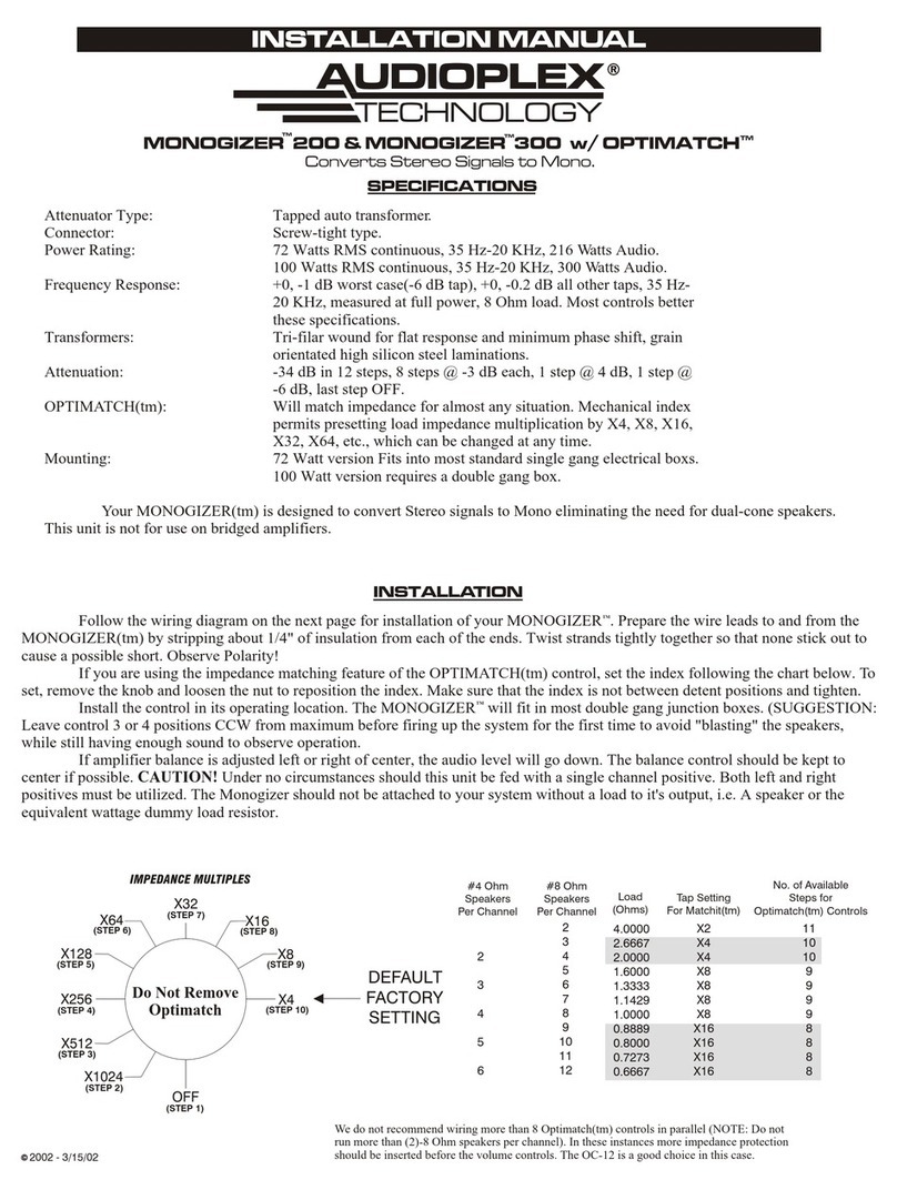 Audioplex MONOGIZER 200 installation manual
