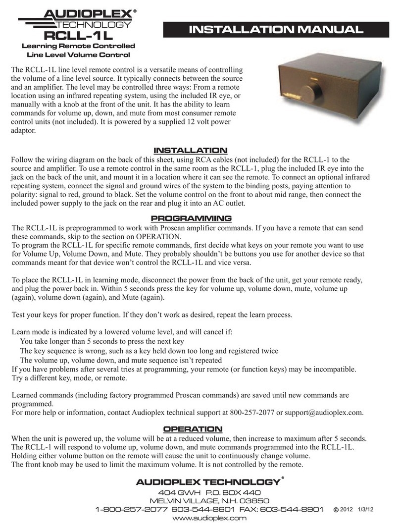 Audioplex RCLL-1L User manual