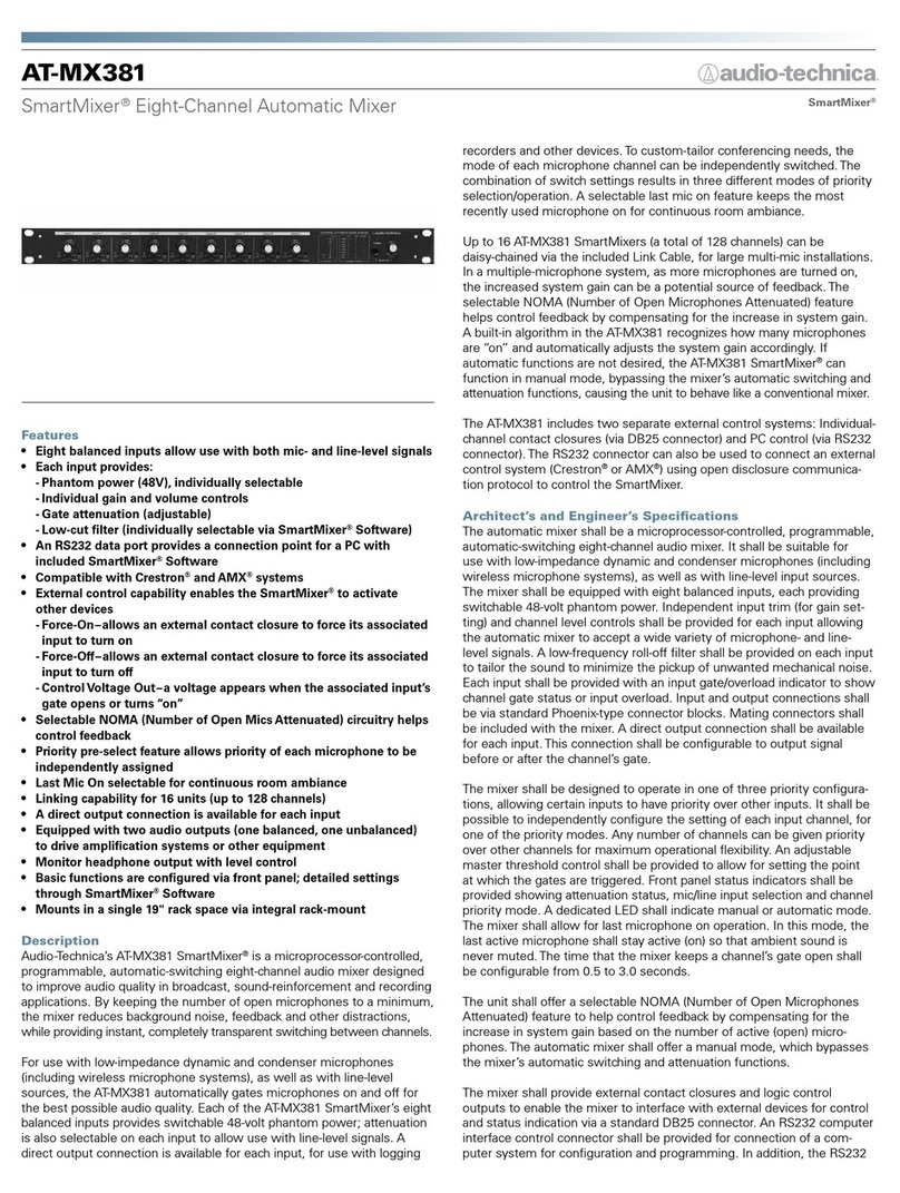 Audio Technica SmartMixer AT-MX381 Specifications
