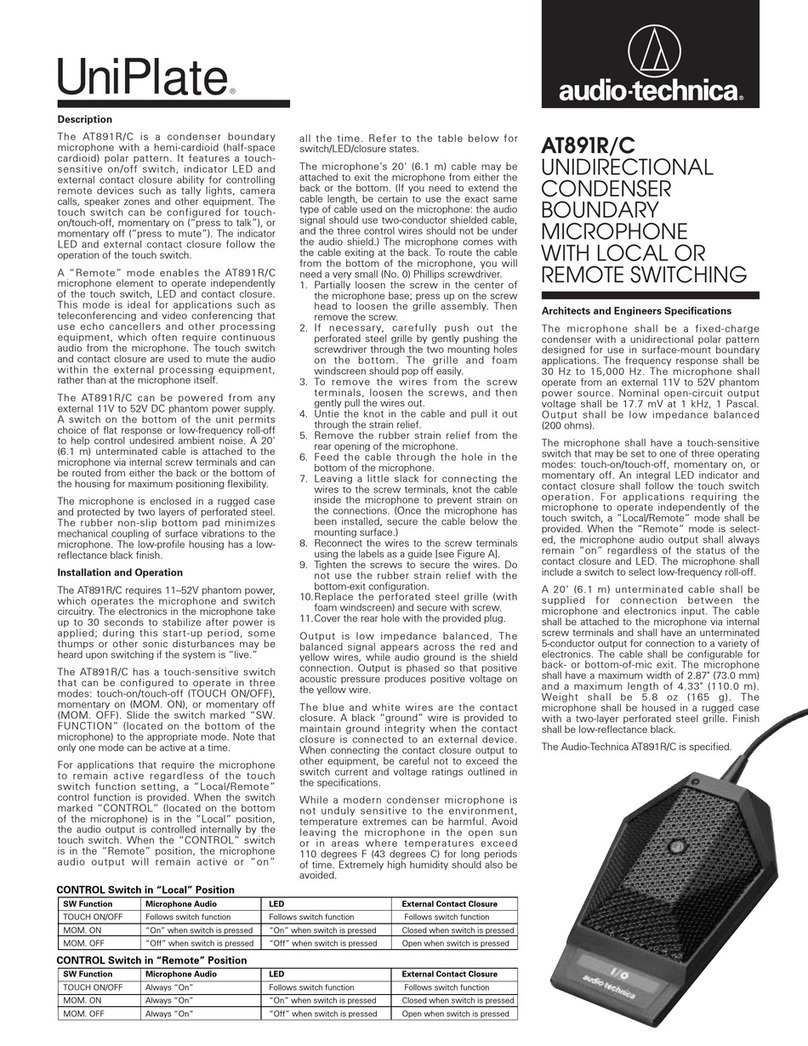 Audio Technica UniPlate AT891R User manual