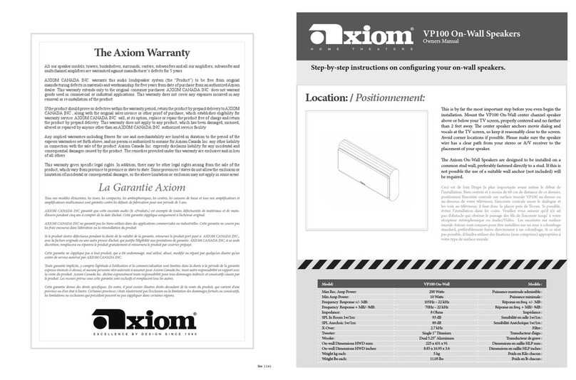 Axiom VP100 owner's manual