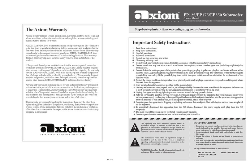 Axiom Audio EP125 owner's manual
