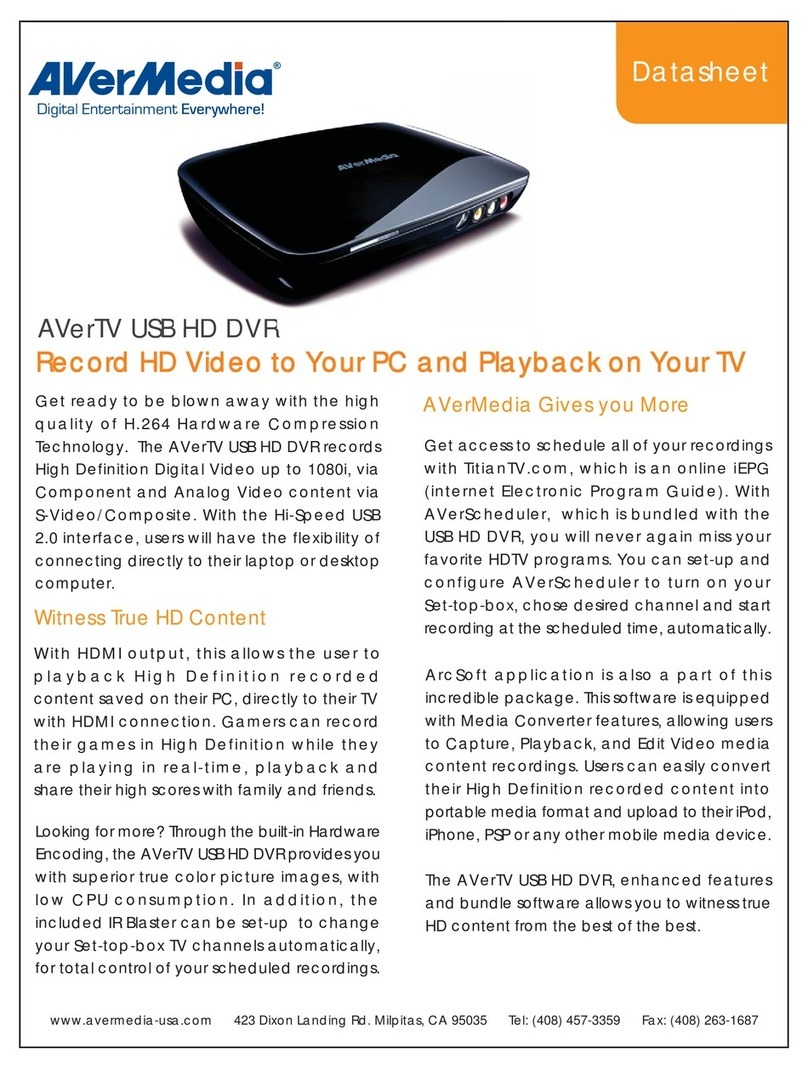 Avermedia AVertV USB HD DVR datasheet Avermedia AVertV USB HD DVR datasheet