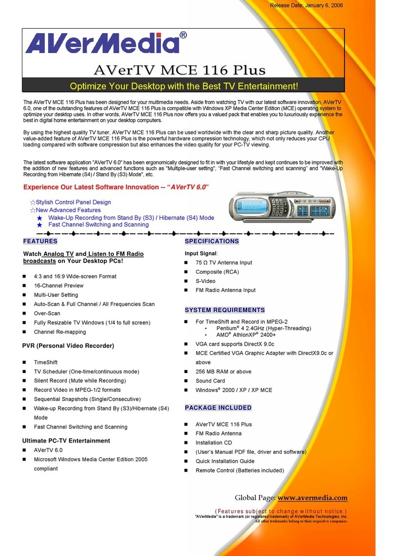 Avermedia AVerTV MCE 116 Plus User manual