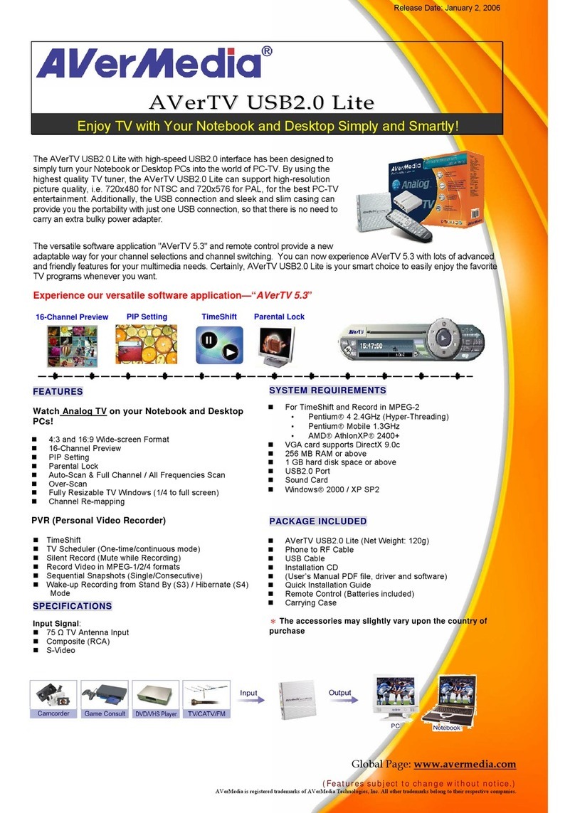 Avermedia AVerTV DVB-T USB2.0 User manual