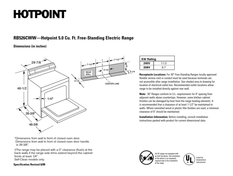 Hotpoint RB526CWW Dimension Guide