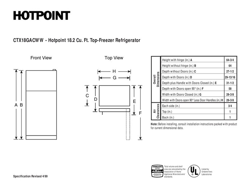 Hotpoint CTX18GACWW Dimension Guide