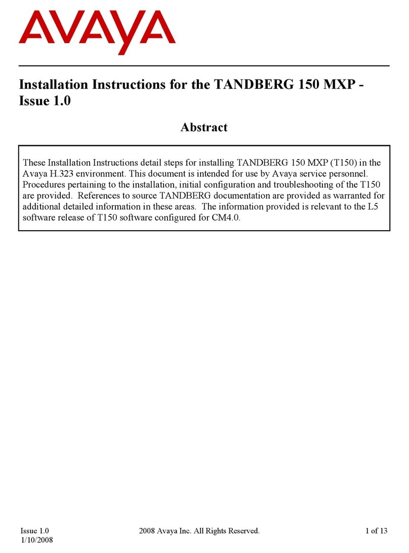 Avaya Tandberg 150 MXP installation instructions Avaya Tandberg 150 MXP installation instructions