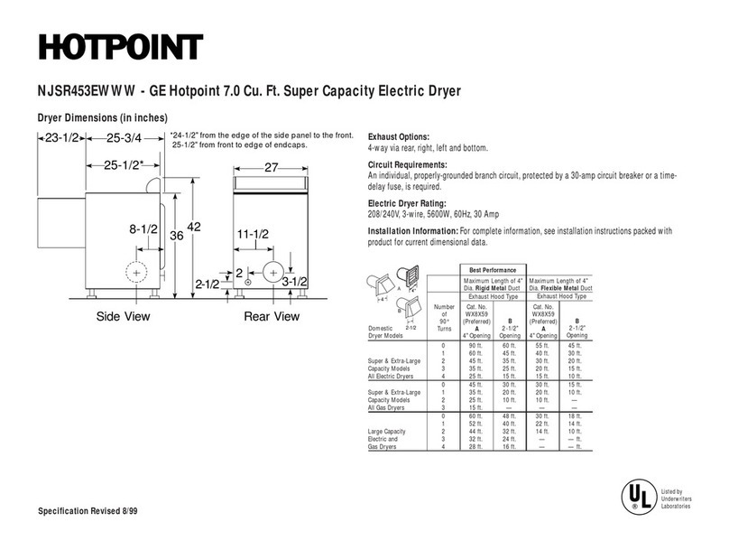 Hotpoint NJSR453EWWW Installation information Hotpoint NJSR453EWWW Installation information