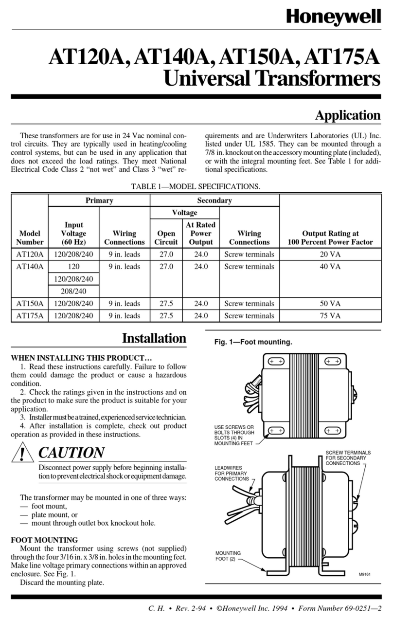 Honeywell AT120A, AT140A, AT150A, AT175A User manual