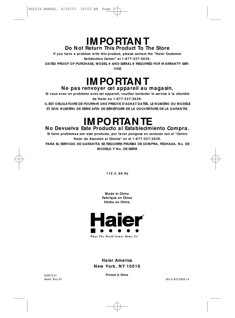 Haier HLP21E - Pulsator Wash With Tub User manual